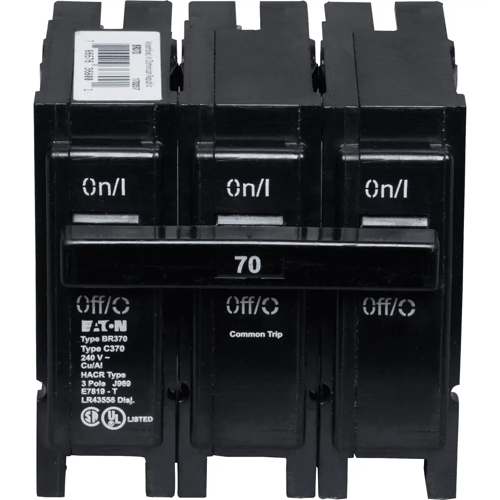 70 A 3-Pole 240 VAC BR Plug-In Circuit Breaker 2 70 A 3-Pole 240 VAC BR Plug-In Circuit Breaker