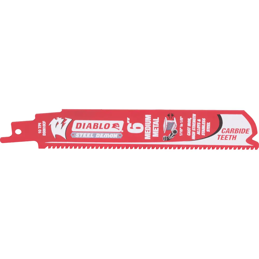 6" 10 TPI Steel Demon™ Carbide Teeth Reciprocating Saw Blade, Medium Metal