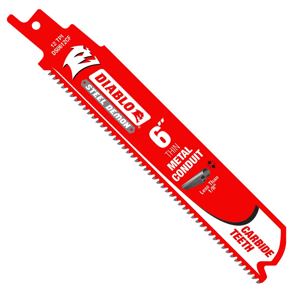 6" 12TPI Steel Demon™ Carbide Teeth Reciprocating Saw Blade, Thin Metal Conduit