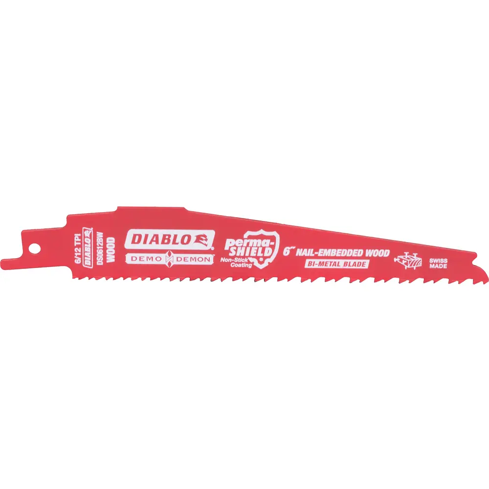 6" 6/12TPI Bi-Metal Reciprocating Saw Blade for Nail-Embedded Wood