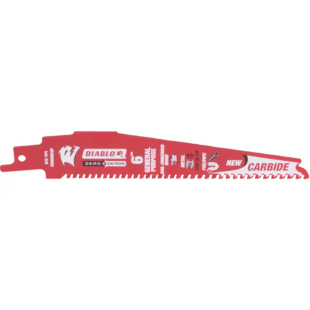 6" 6/9 TPI Demo Demon™ Carbide Teeth Reciprocating Saw Blade, General Purpose Cut