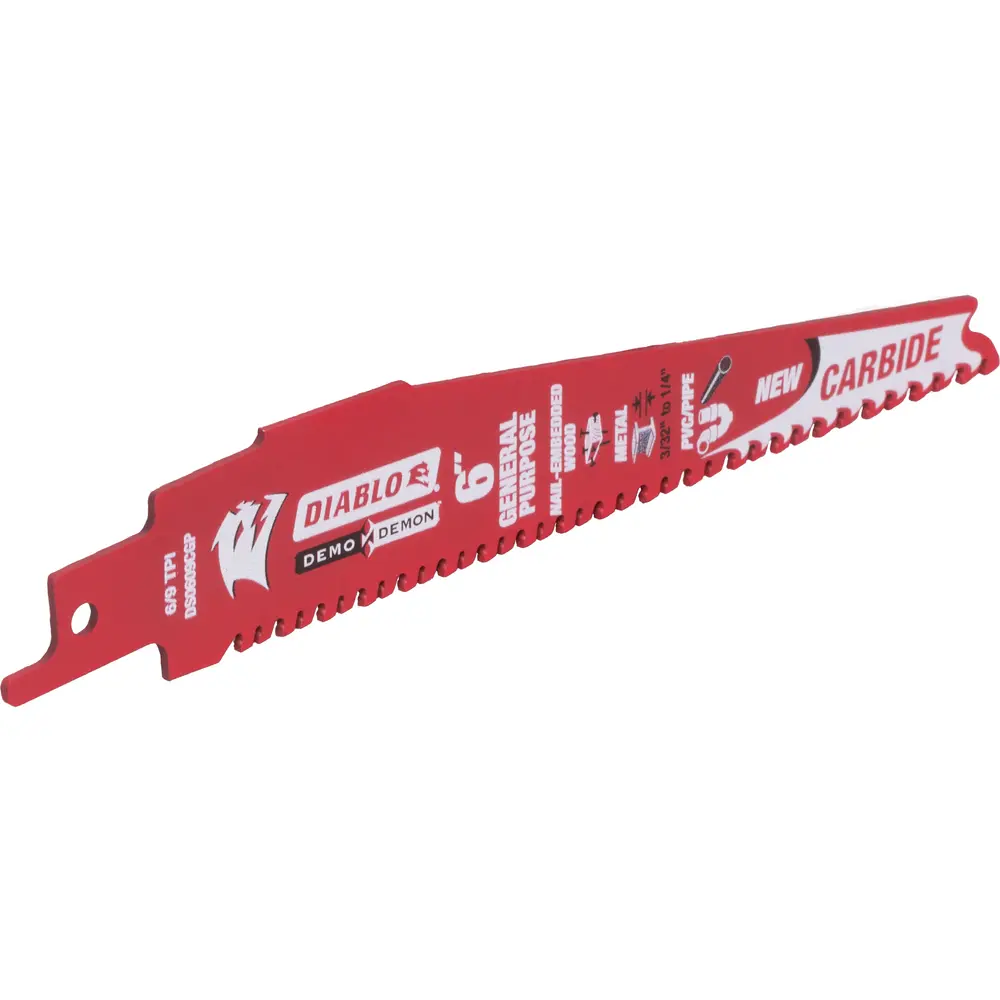 6" 6/9 TPI Demo Demon™ Carbide Teeth Reciprocating Saw Blade, General Purpose Cut