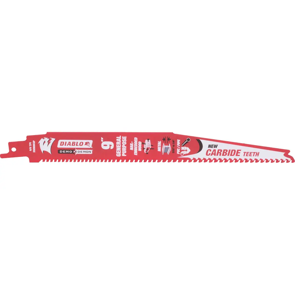 9" 6/9 TPI Demo Demon™ Carbide Teeth Reciprocating Saw Blade, General Purpose Cut