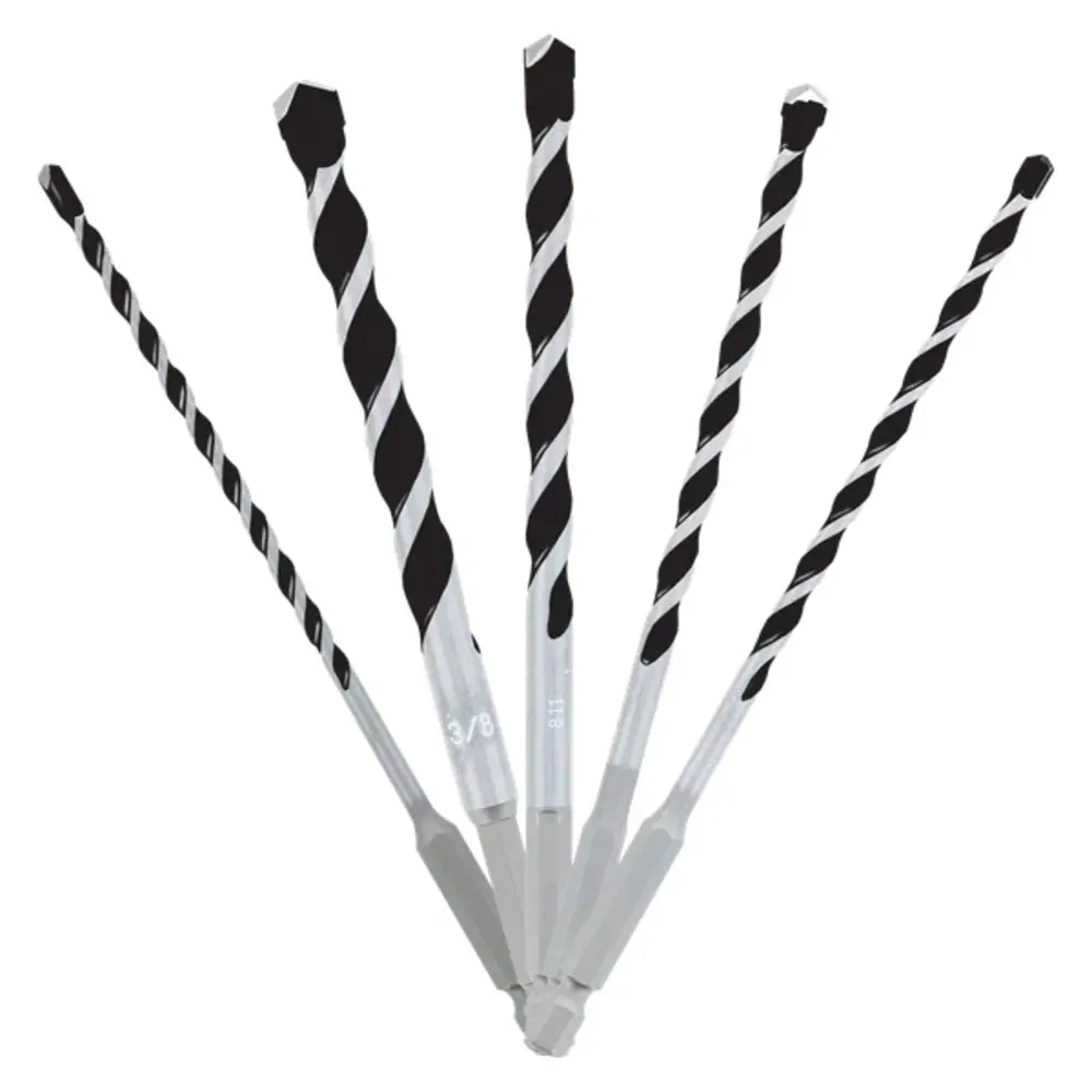 Multi-Material Carbide-Tipped Hammer Drill Bit Set, 5-Piece