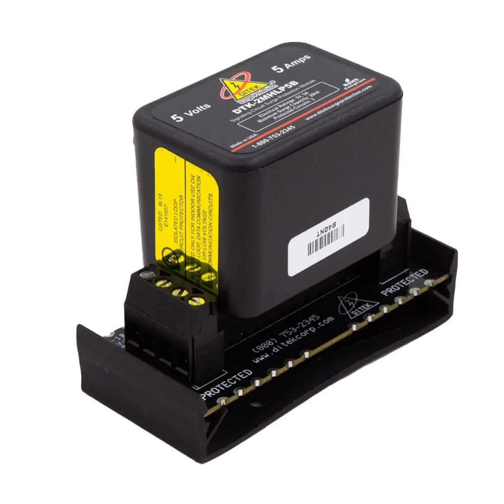 Voice, Data and Signaling Circuit Modular Surge Protector, 5 VAC/VDC Service Voltage, Mounting Base Included