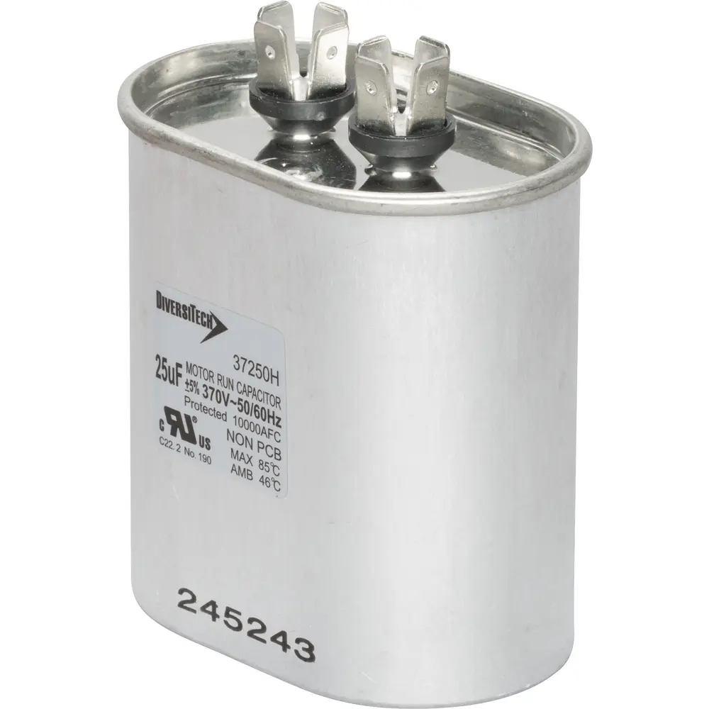 Motor Run Capacitor, 370 VAC, Oval, 25µF 1 Motor Run Capacitor, 370 VAC, Oval, 25µF