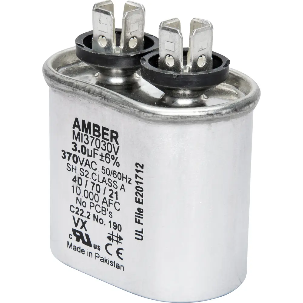 Motor Run Capacitor, 370 VAC, Oval, 3µF 1 Motor Run Capacitor, 370 VAC, Oval, 3µF