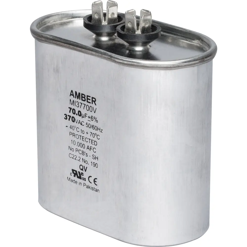 Motor Run Capacitor, 370 VAC, Oval, 70µF 1 Motor Run Capacitor, 370 VAC, Oval, 70µF