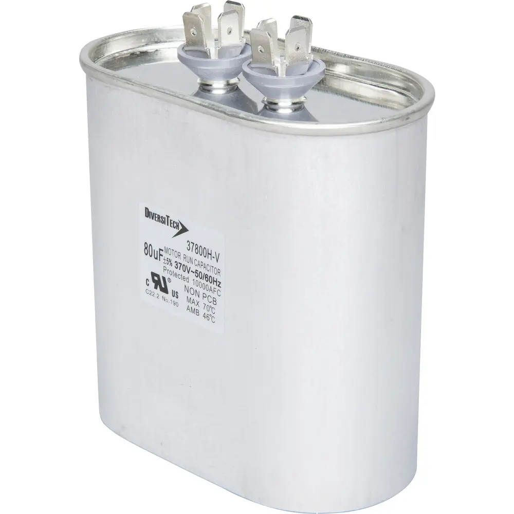 Motor Run Capacitor, 370 VAC, Oval, 80µF 1 Motor Run Capacitor, 370 VAC, Oval, 80µF