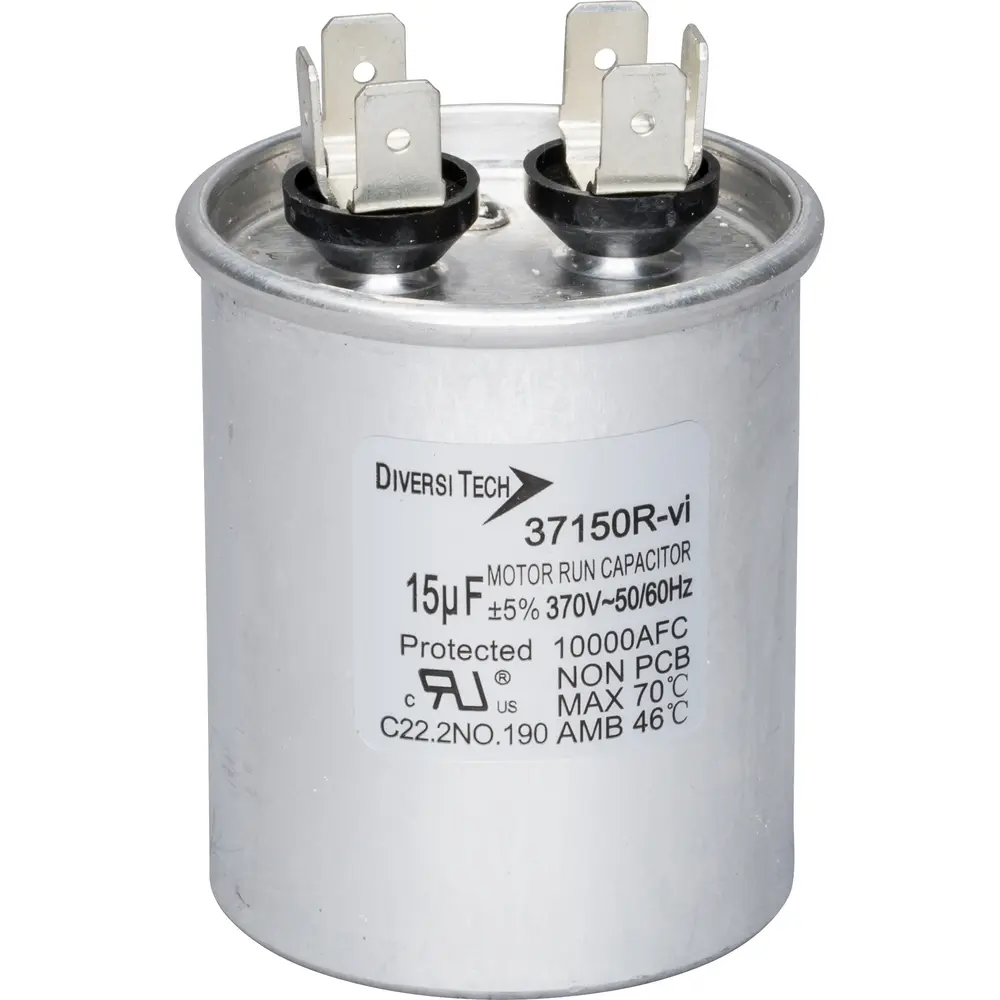 Motor Run Capacitor, 370 VAC, Round, 15µF 1 Motor Run Capacitor, 370 VAC, Round, 15µF
