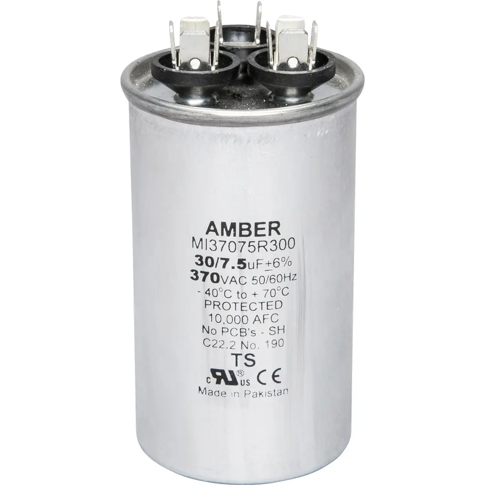 Motor Run Capacitor, 370 VAC, Round, 30+7.5µF