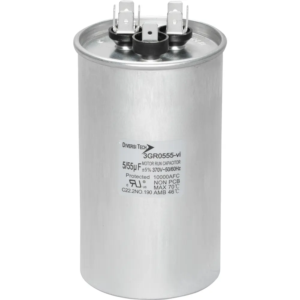 Motor Run Capacitor, 370 VAC, Round, 55+5µF 1 Motor Run Capacitor, 370 VAC, Round, 55+5µF
