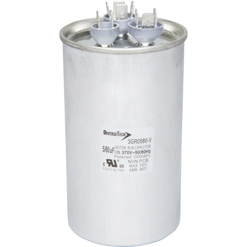 Motor Run Capacitor, 370 VAC, Round, 80+5µF