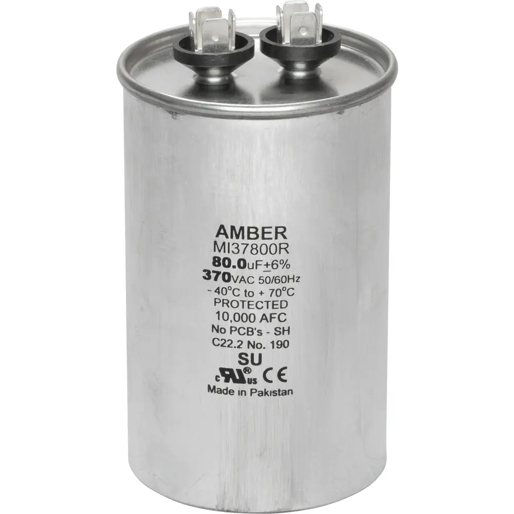 Motor Run Capacitor, 370 VAC, Round, 80µF