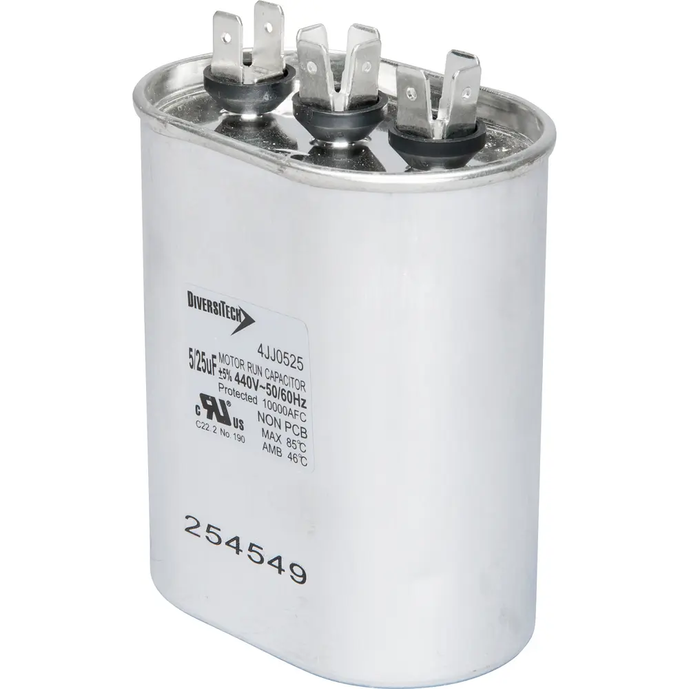 Motor Run Capacitor, 440 VAC, Oval, 25+5µF 1 Motor Run Capacitor, 440 VAC, Oval, 25+5µF