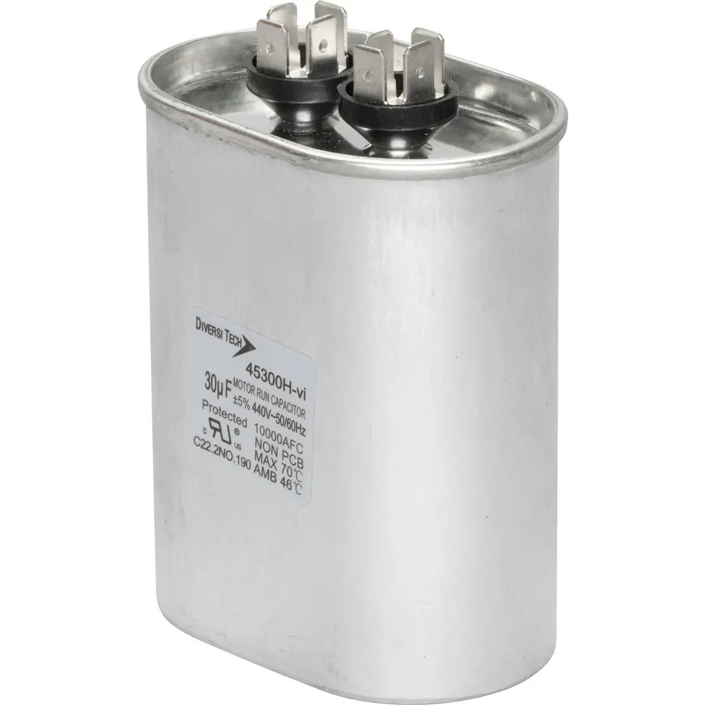 Motor Run Capacitor, 440 VAC, Oval, 30µF