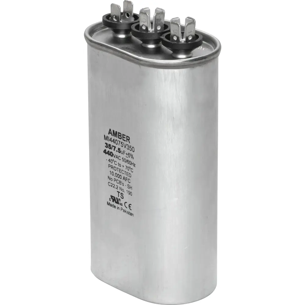 Motor Run Capacitor, 440 VAC, Oval, 35+7.5µF 1 Motor Run Capacitor, 440 VAC, Oval, 35+7.5µF
