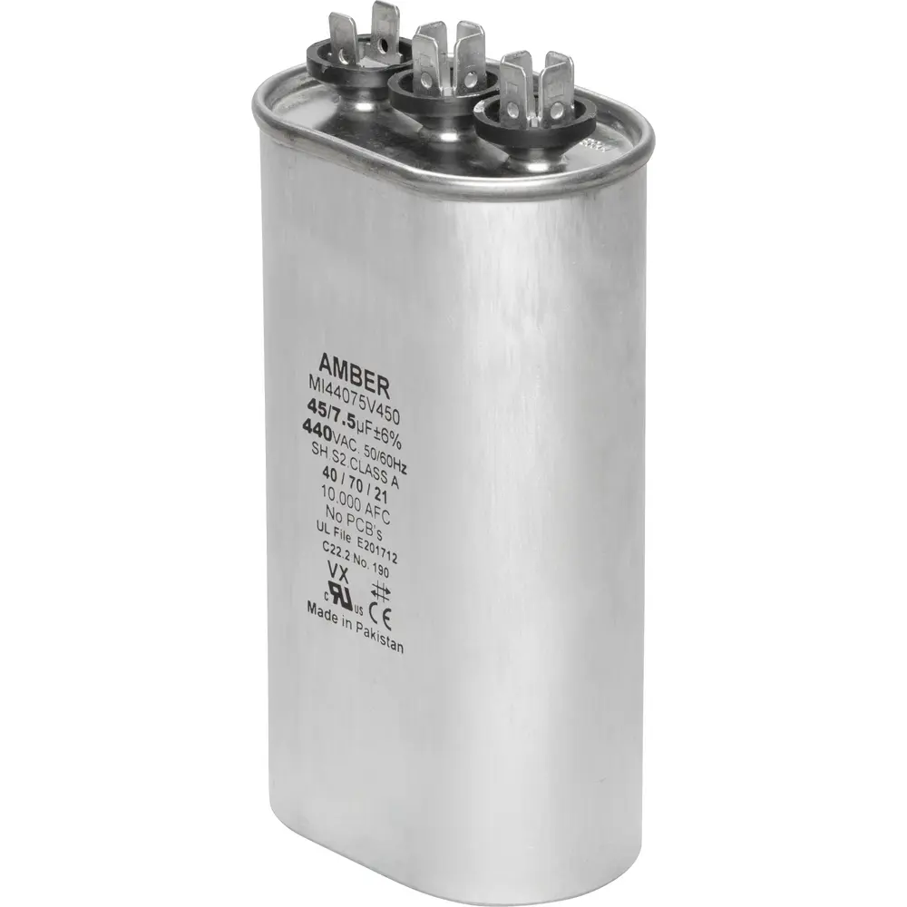 Motor Run Capacitor, 440 VAC, Oval, 45+7.5µF 1 Motor Run Capacitor, 440 VAC, Oval, 45+7.5µF