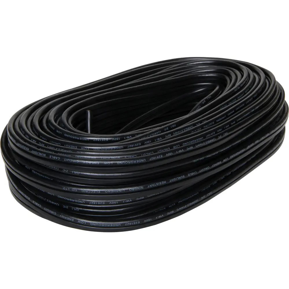 12 AWG, Solid, Landscape Cable, Copper, Black, 2 Conductor, Reel of 100' 1 12 AWG, Solid, Landscape Cable, Copper, Black, 2 Conductor, Reel of 100'