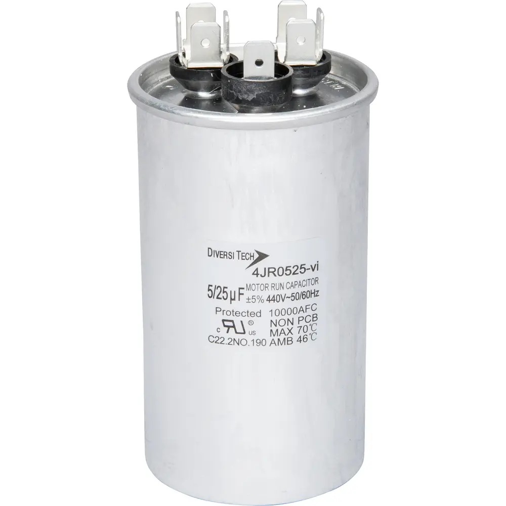 Motor Run Capacitor, 440 VAC, Round, 25+5µF 1 Motor Run Capacitor, 440 VAC, Round, 25+5µF