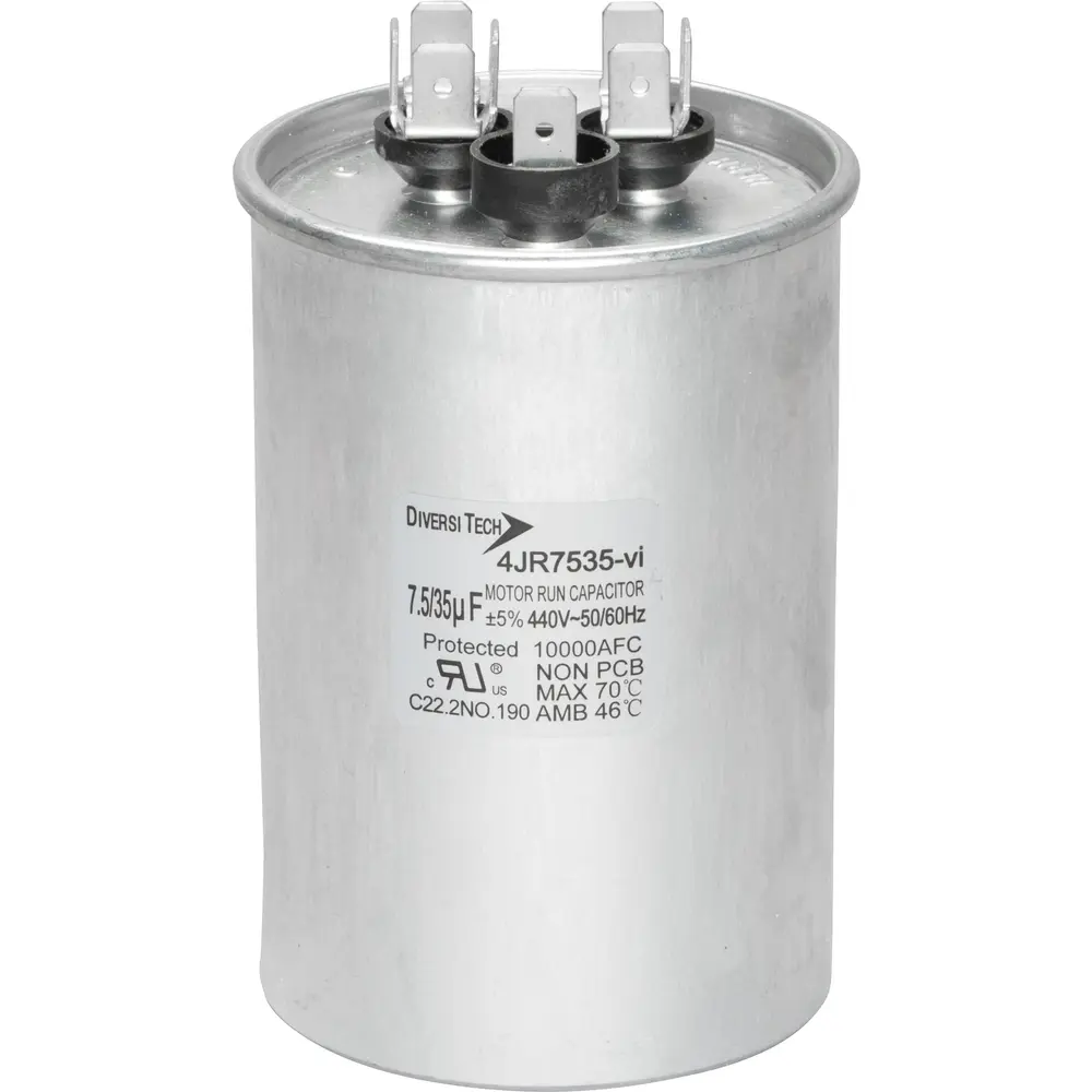Motor Run Capacitor, 440 VAC, Round, 35+7.5µF