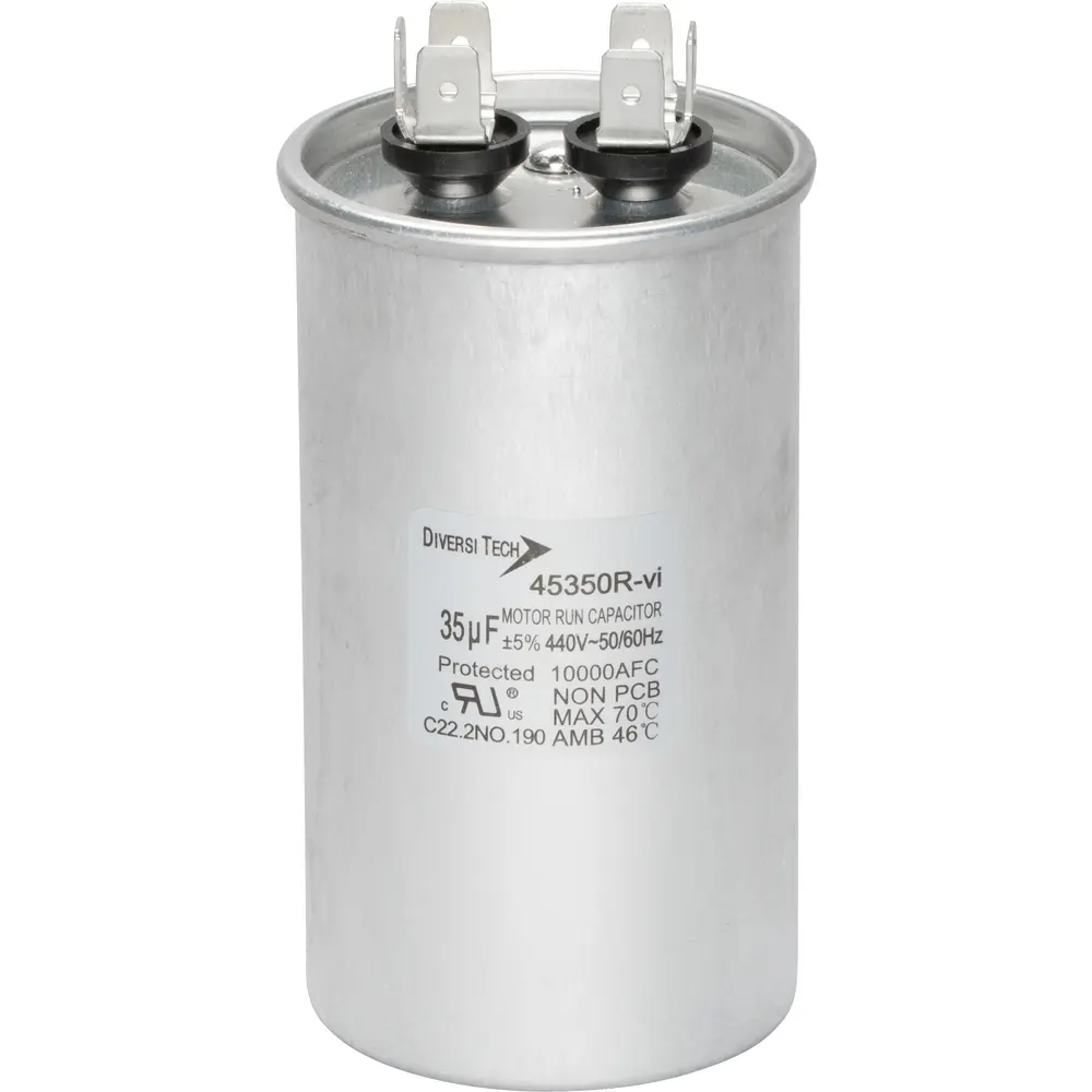 Motor Run Capacitor, 440 VAC, Round, 35µF 1 Motor Run Capacitor, 440 VAC, Round, 35µF
