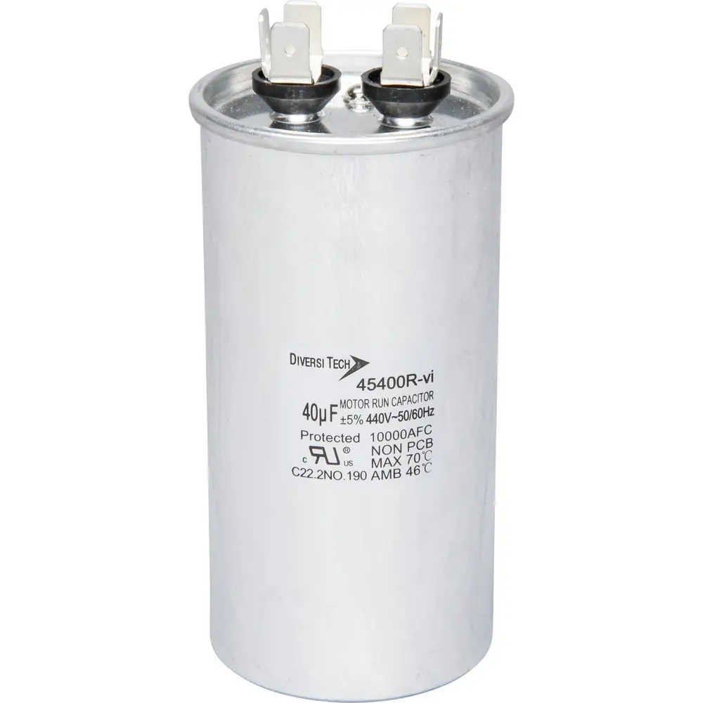 Motor Run Capacitor, 440 VAC, Round, 40µF 1 Motor Run Capacitor, 440 VAC, Round, 40µF
