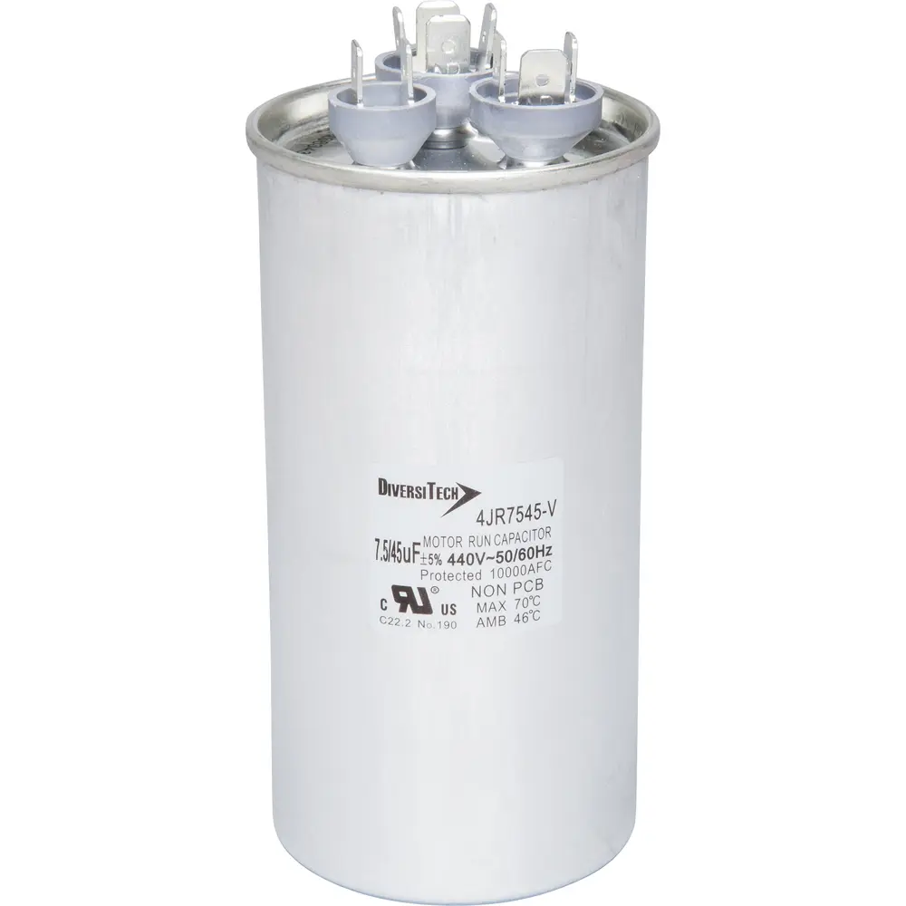 Motor Run Capacitor, 440 VAC, Round, 45+7.5µF