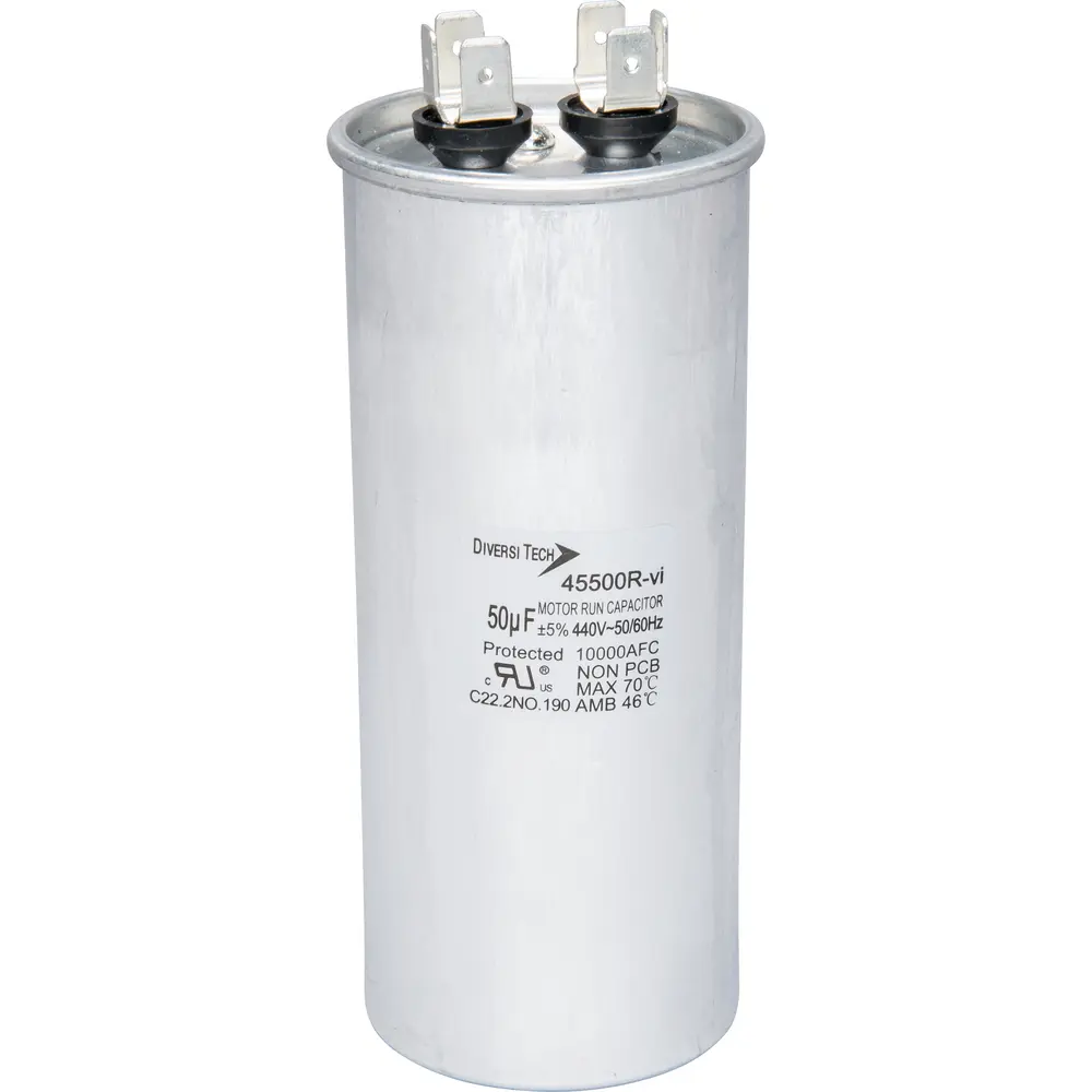 Motor Run Capacitor, 440 VAC, Round, 50µF 1 Motor Run Capacitor, 440 VAC, Round, 50µF