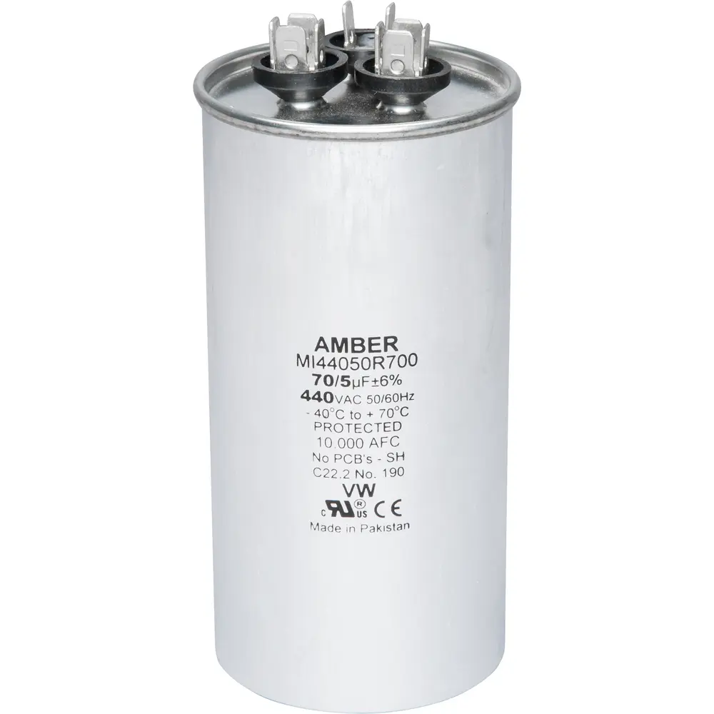 Motor Run Capacitor, 440 VAC, Round, 70+5µF