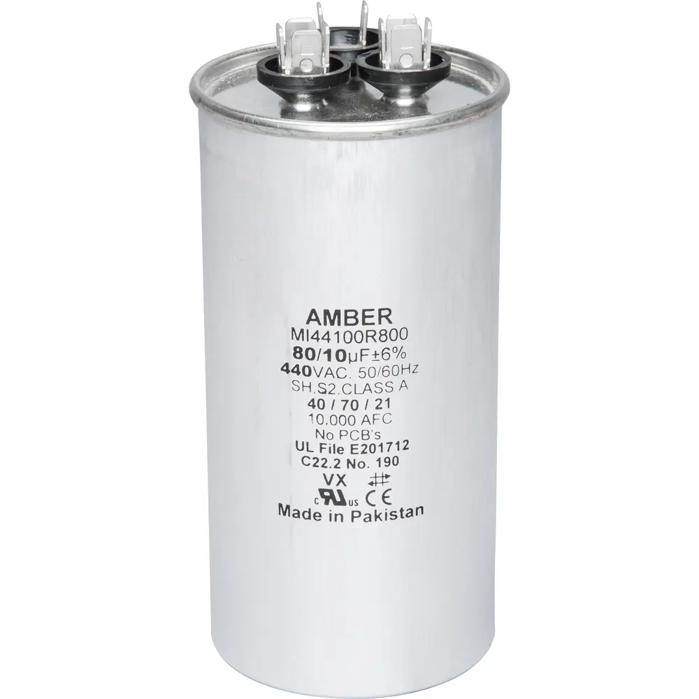 Motor Run Capacitor, 440 VAC, Round, 80+10µF 1 Motor Run Capacitor, 440 VAC, Round, 80+10µF