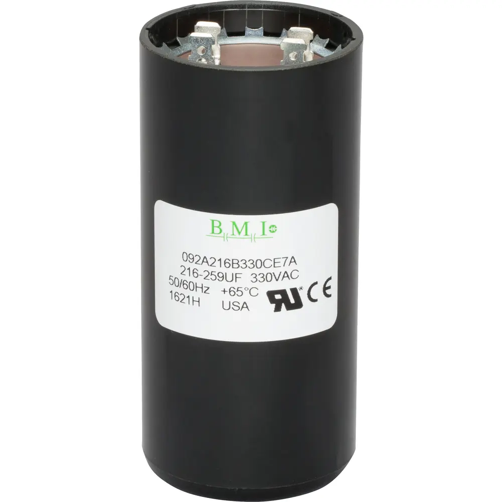 Motor Start Capacitor,330 VAC,216-259µF,2.062" Diameter x 4.37" Height