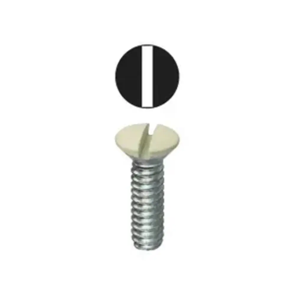 #6-32 x 1/2 in. Ivory Slotted Oval Head Wall Plate Screw
