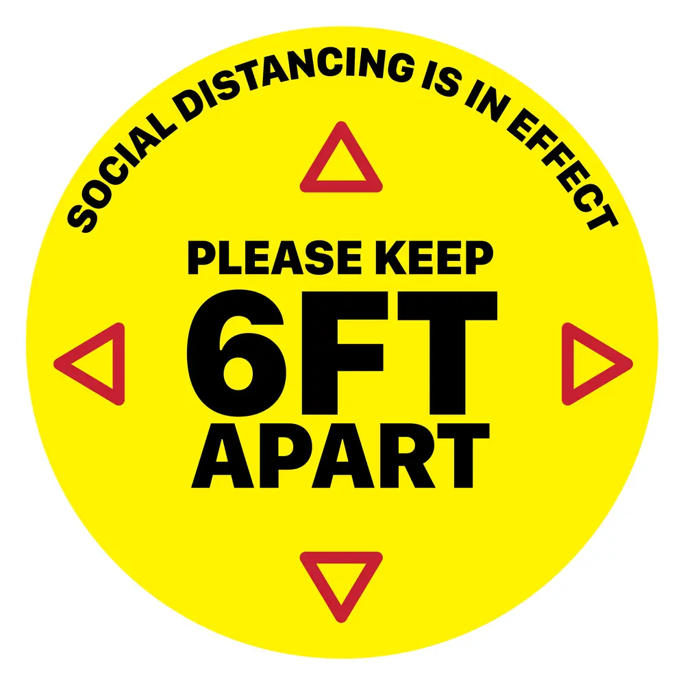 Social Distancing Floor Sticker, 12" x 12", "PLEASE KEEP 6FT APART"
