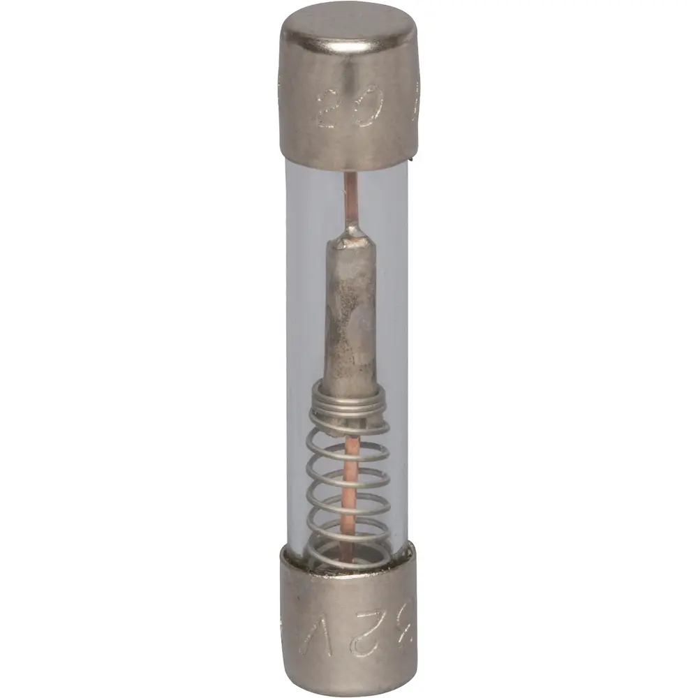 20 A, 1/4 in. x 1-1/4 in., Time-Delay, Glass Tube Fuse, 32 VAC