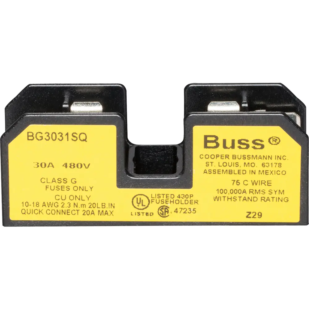 25-30 A, Class G, Open Fuse Block, 480 VAC 2 25-30 A, Class G, Open Fuse Block, 480 VAC