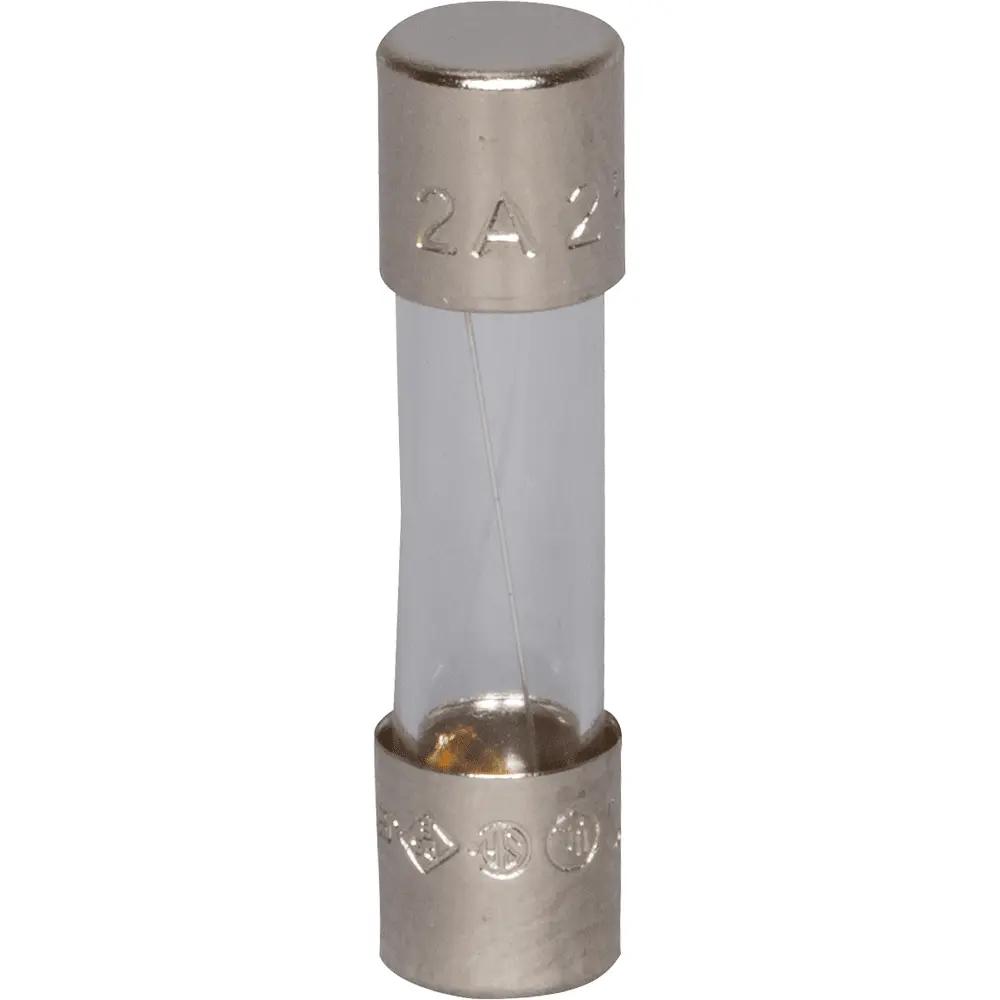 2 A 5 mm x 20 mm, Time-Delay, Medium Glass Tube Fuse, 125 VAC