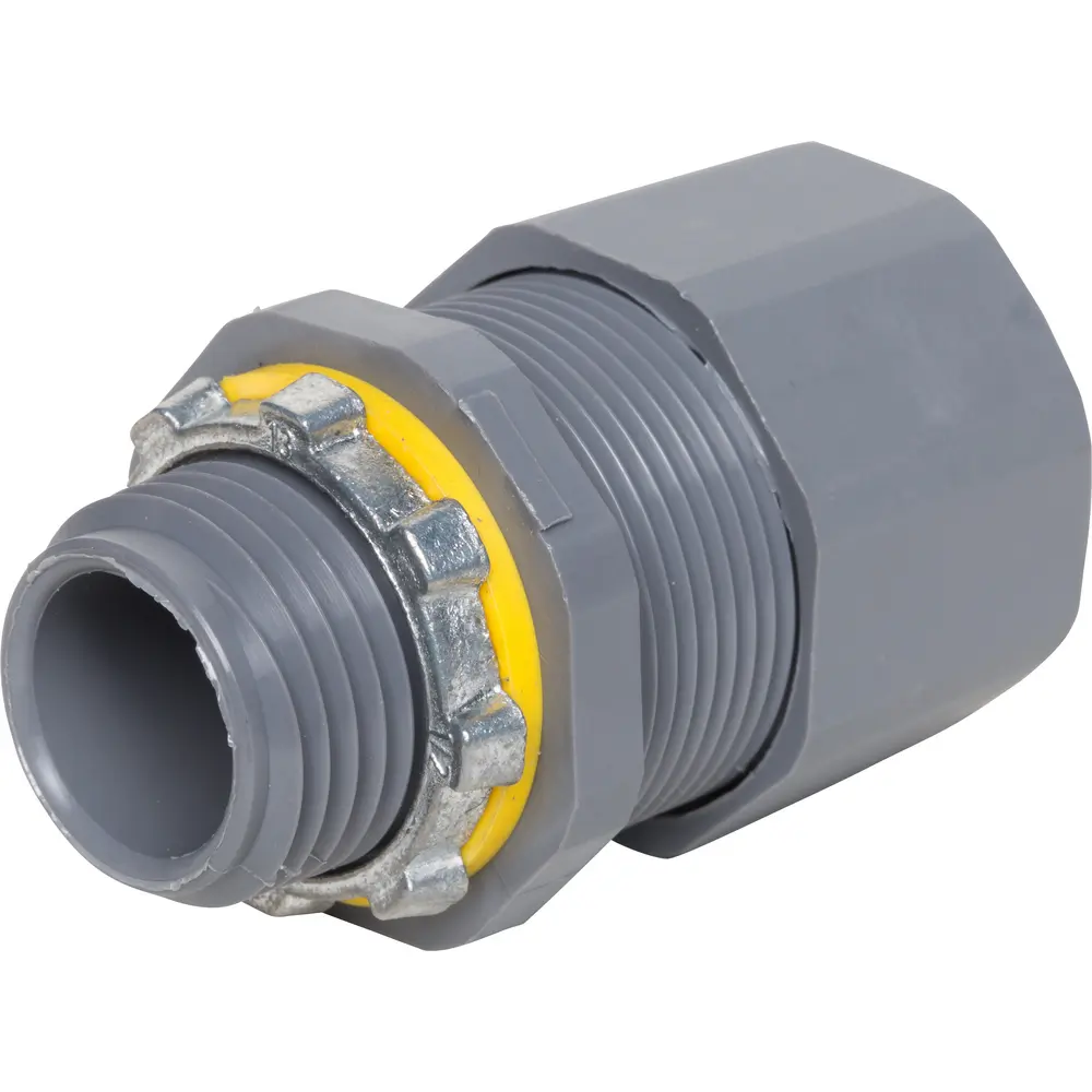 1/2" Low-Profile Strain Relief Non-Metallic Cord Connector, 0.385" - 0.600", Gray 2 1/2" Low-Profile Strain Relief Non-Metallic Cord Connector, 0.385" - 0.600", Gray