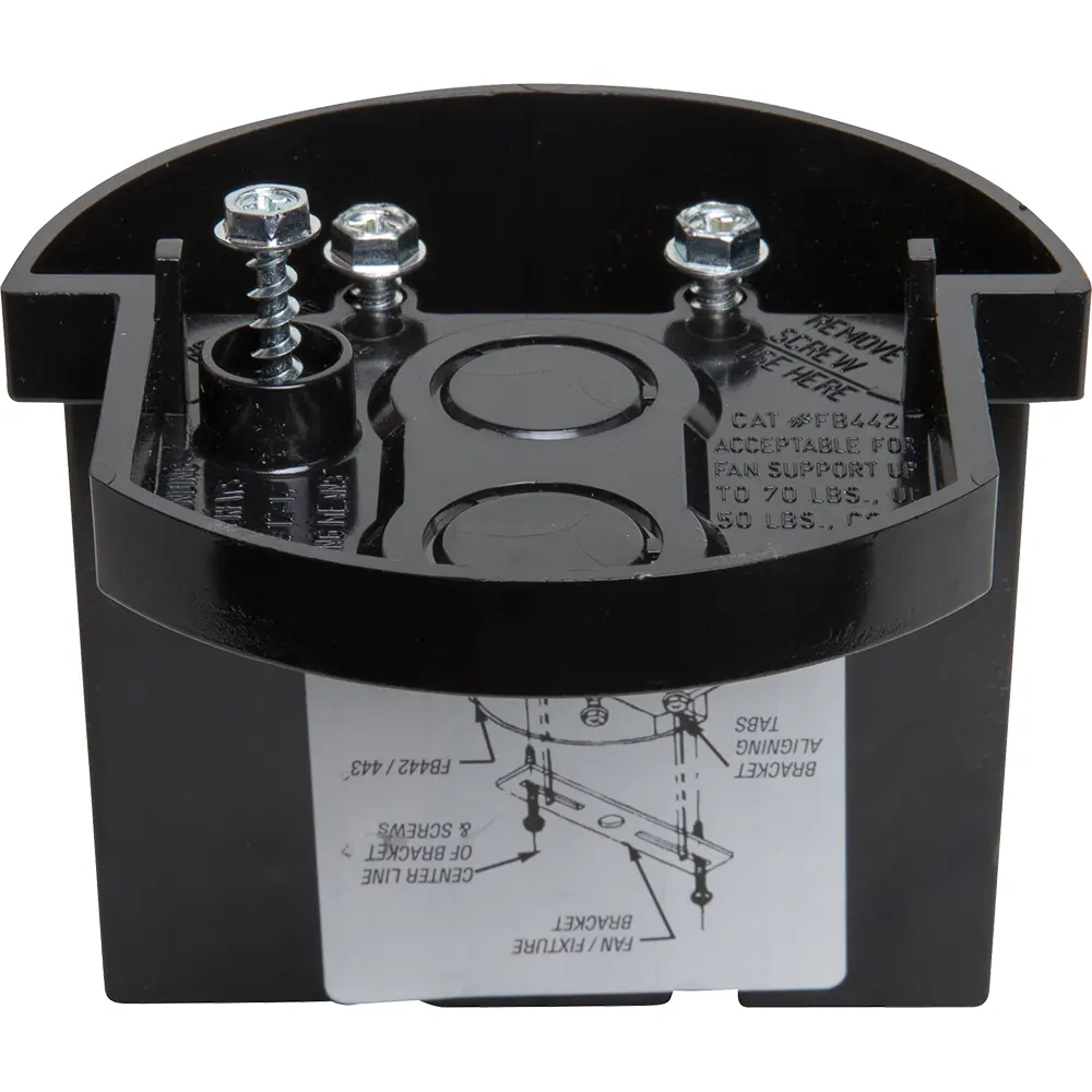 13.4 Cu. In. Screw-On L-Shaped Fan and Fixture Box, Black, Plastic