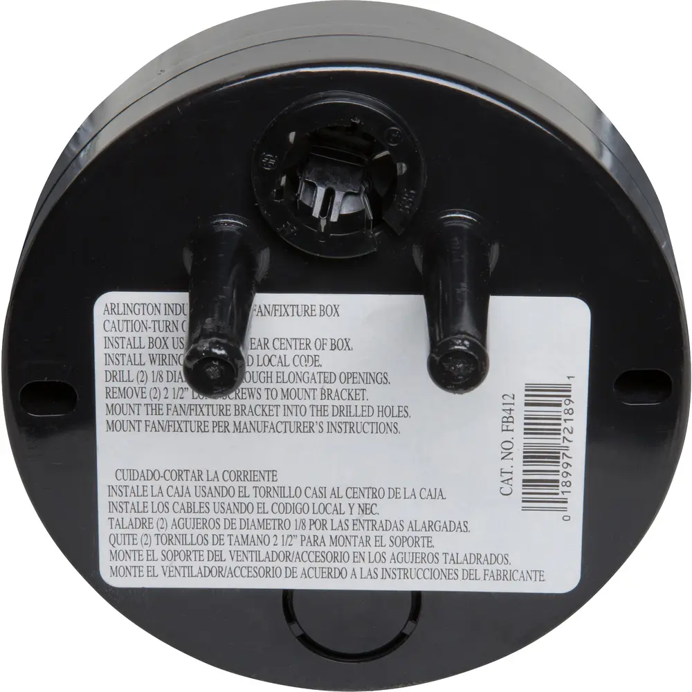 14.4 Cu. In. Fan & Fixture Mounting Box, Plastic, Black
