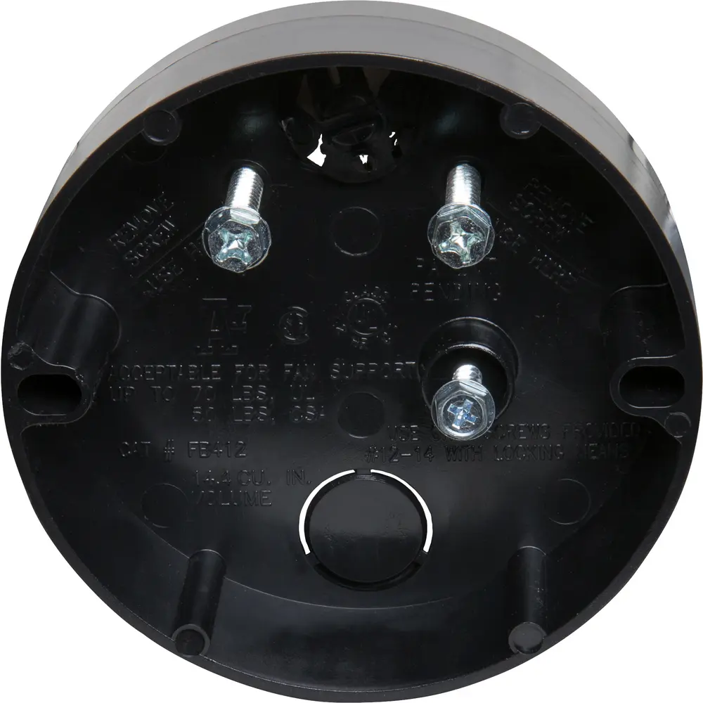 14.4 Cu. In. Fan & Fixture Mounting Box, Plastic, Black