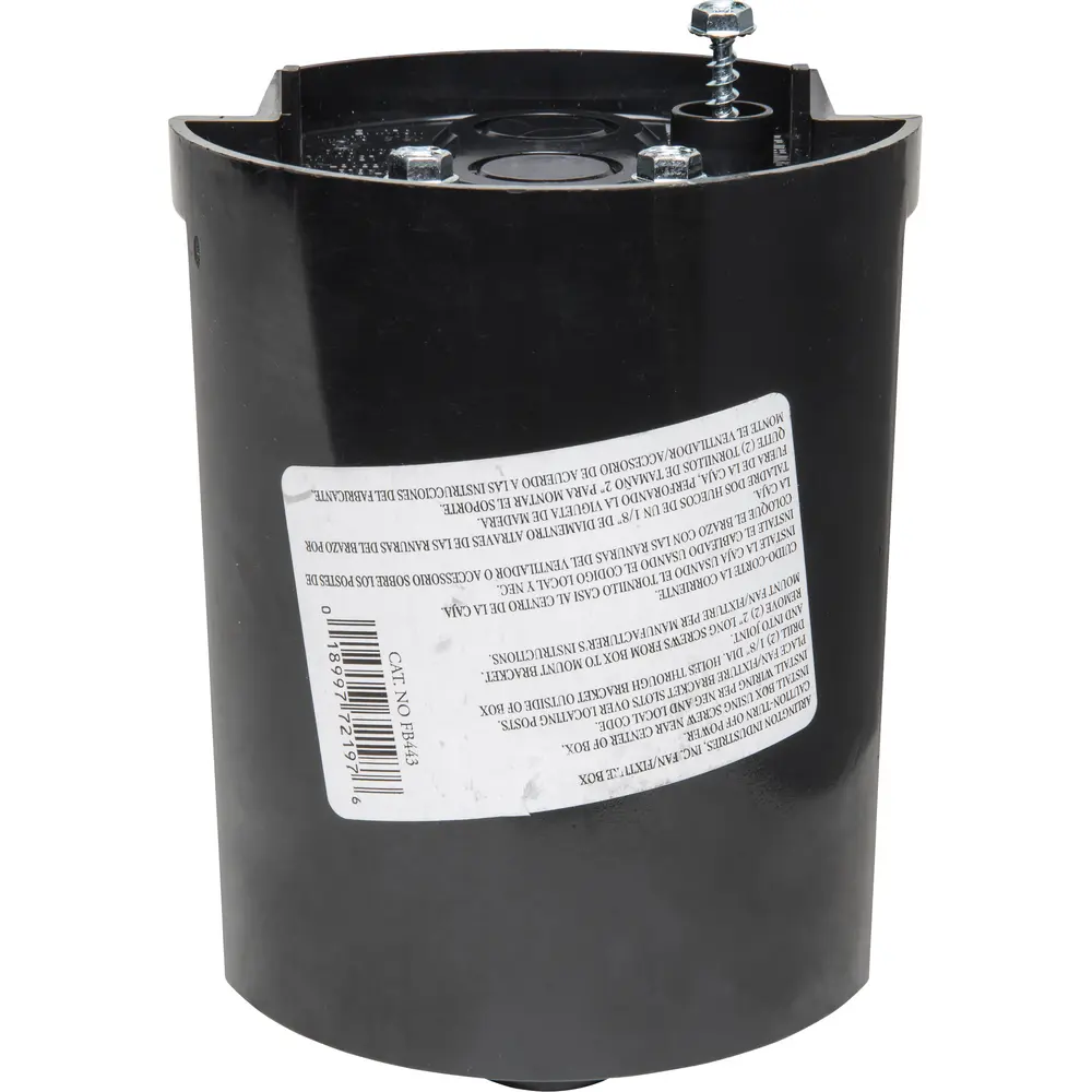 18.3 Cu. In. Screw-On L-Shaped Fan & Fixture Box, Plastic, Black
