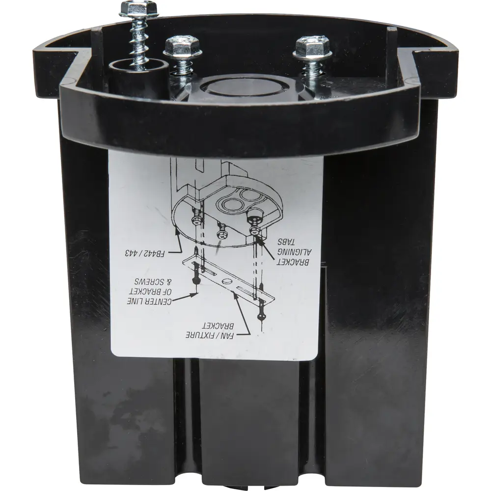 18.3 Cu. In. Screw-On L-Shaped Fan & Fixture Box, Plastic, Black