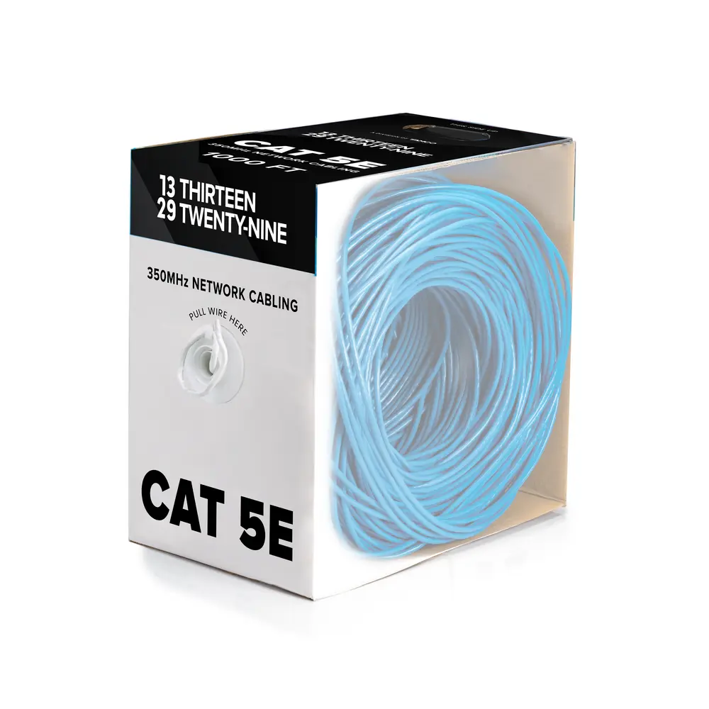 1000' Cat5e, Blue, 24 AWG, 4 Pair, Unshielded, Plenum, Solid, Copper