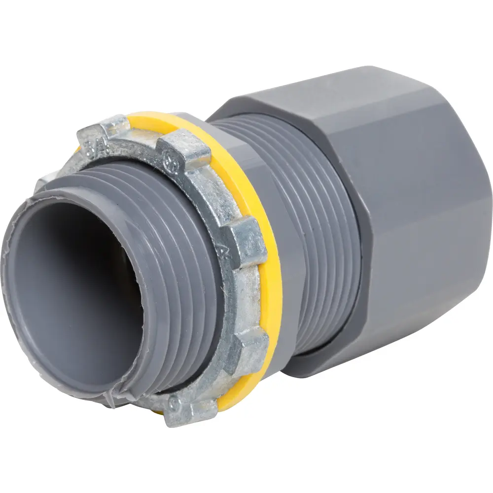 3/4" Low-Profile Strain Relief Non-Metallic Cord Connector, 0.385" - 0.750", Gray