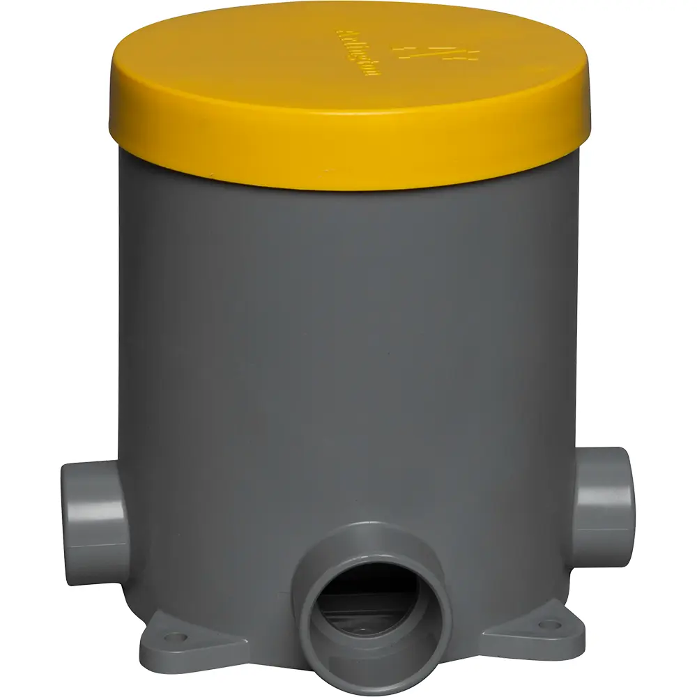 4.5" Non-Metallic Round Box w/ Plugs, Low Voltage Divider and Mud Cover