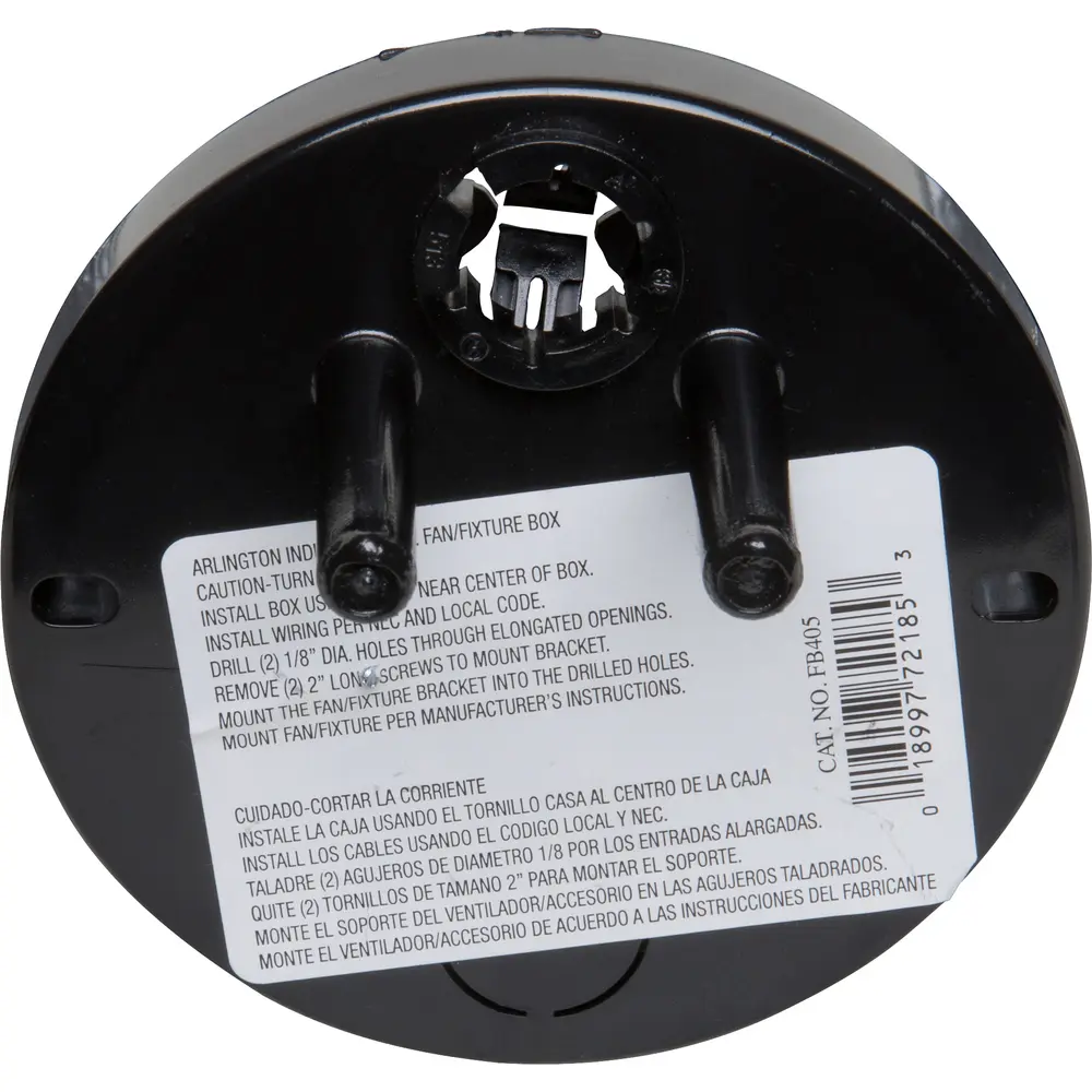 6.0 Cu. In. Fan & Fixture Mounting Box, Plastic, Black