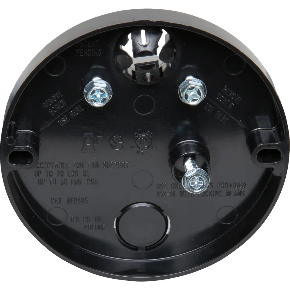 6.0 Cu. In. Fan & Fixture Mounting Box, Plastic, Black