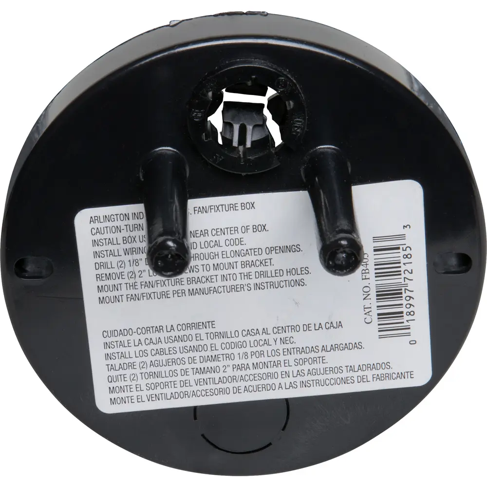 6.0 Cu. In. Fan & Fixture Mounting Box, Plastic, Black