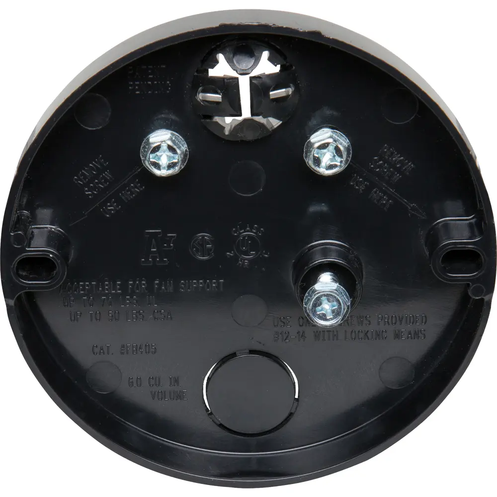 6.0 Cu. In. Fan & Fixture Mounting Box, Plastic, Black